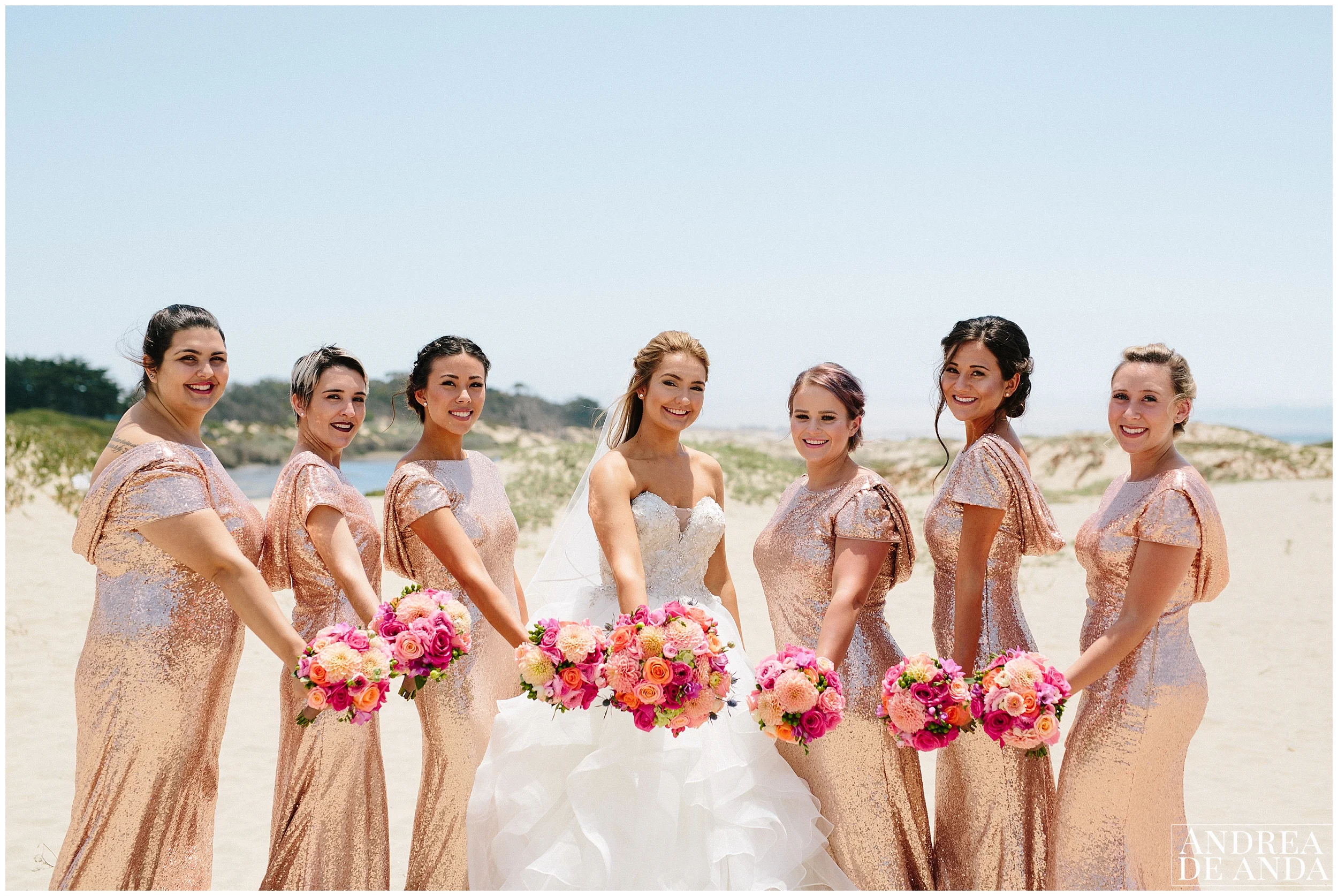Bride and Bridesmaids portraits in Pismo Beach
