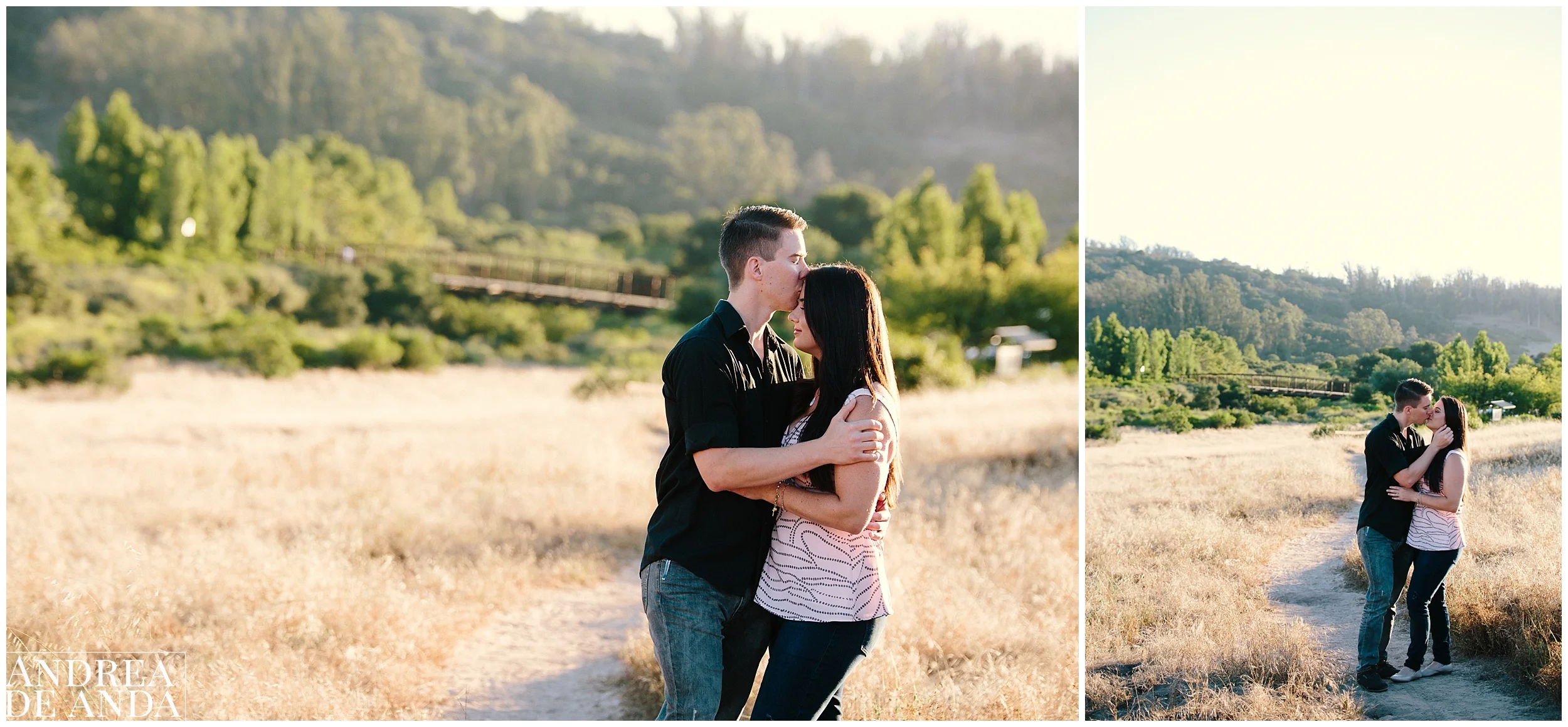 Romantic Posing Engagement session Orcutt Hills, Bride and Grooms portraits by Andrea de Anda Photography