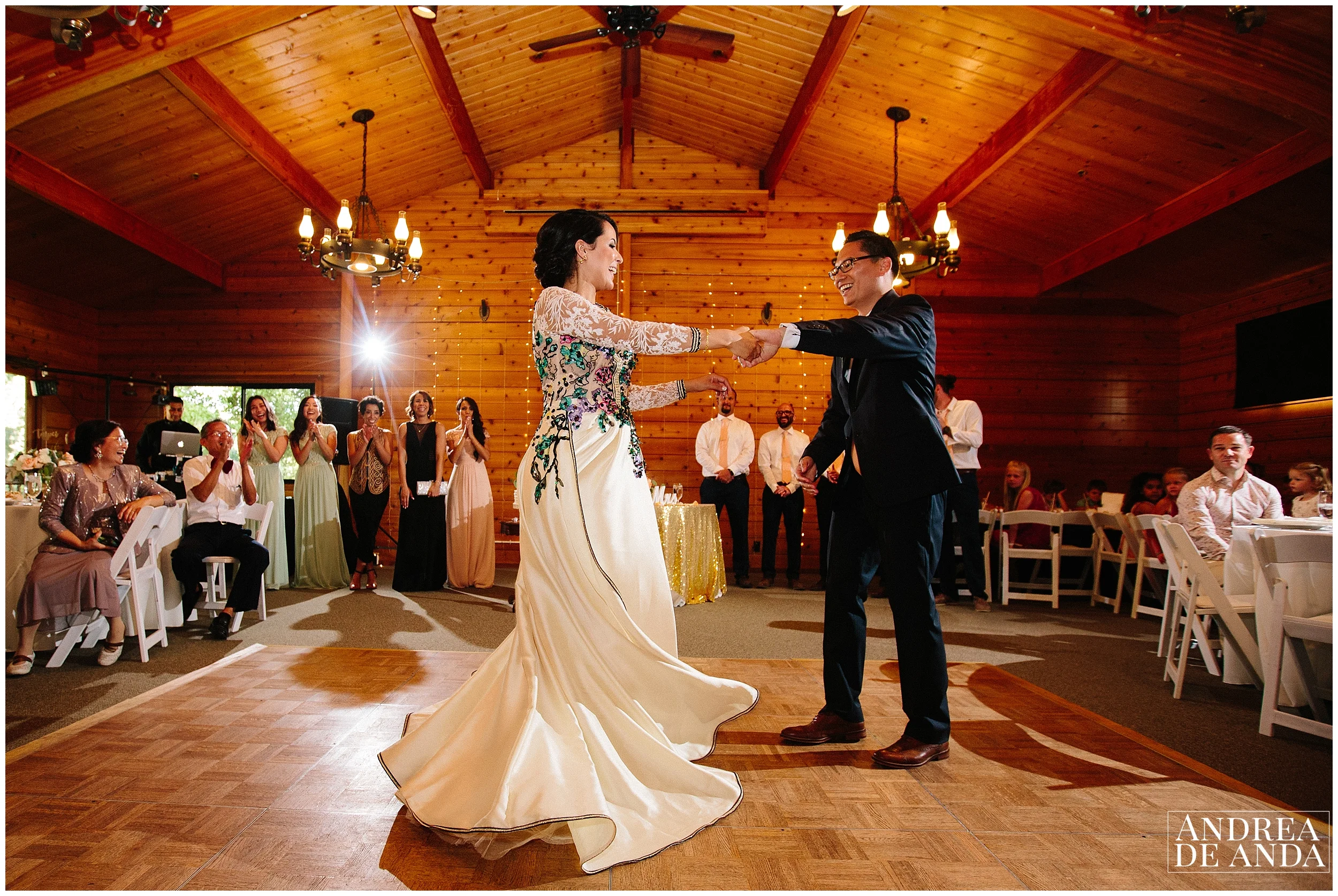Wedding reception, Bride and Groom's first dance at Lion's Park Carpinteria