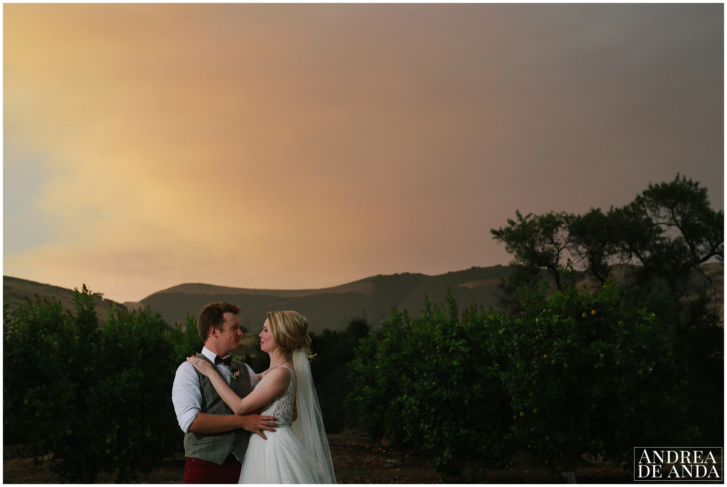 Bride and Groom creative photo session at sunset Dana Powers house and barn