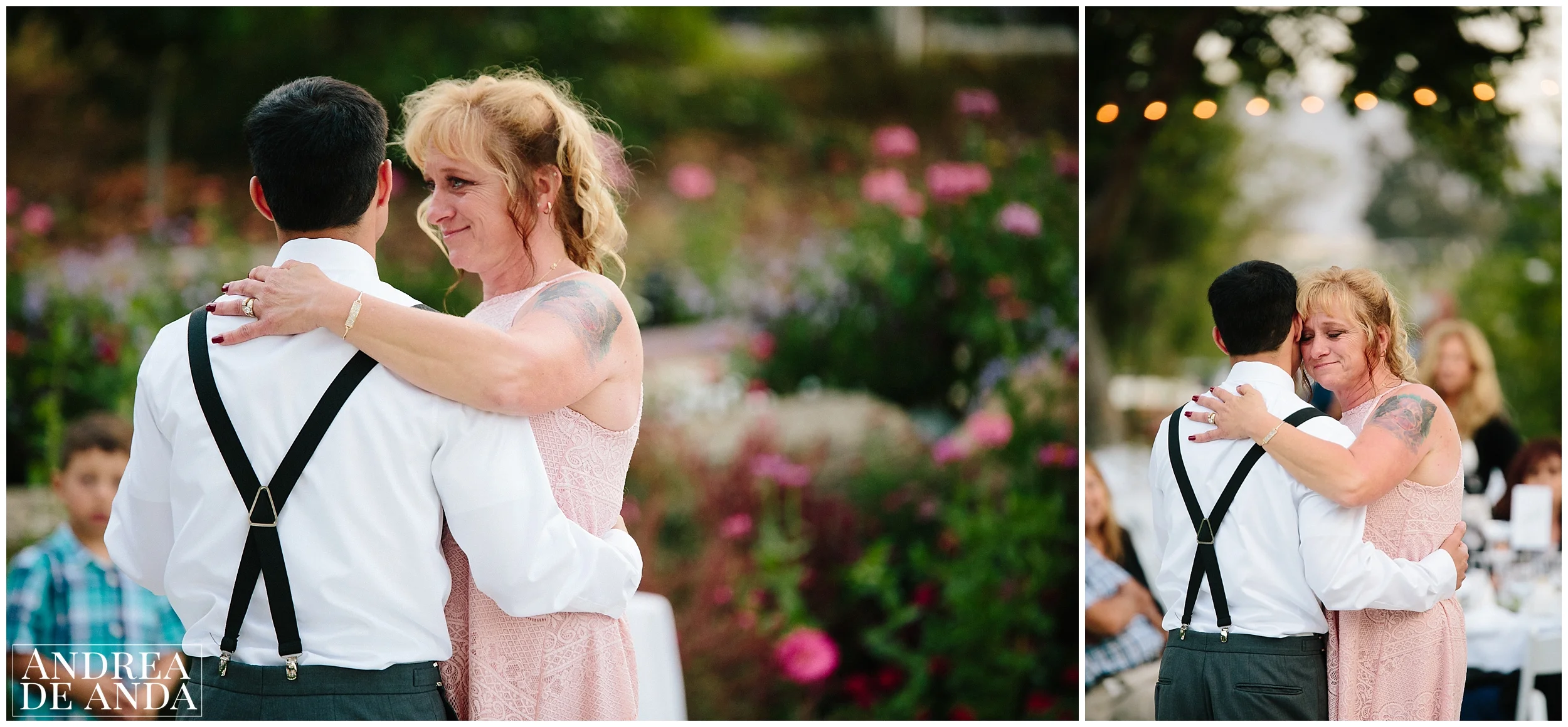 Mother son dance, Secret Garden wedding ceremony Madonna Inn wedding. San Luis Obispo Wedding Photographer