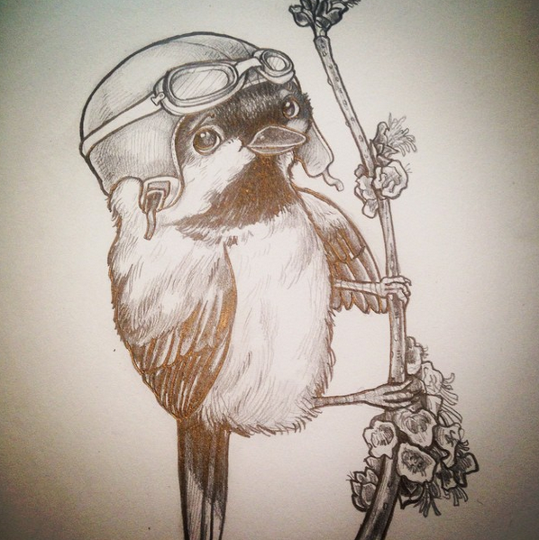 Chickadee. Concept sketch for a commission.