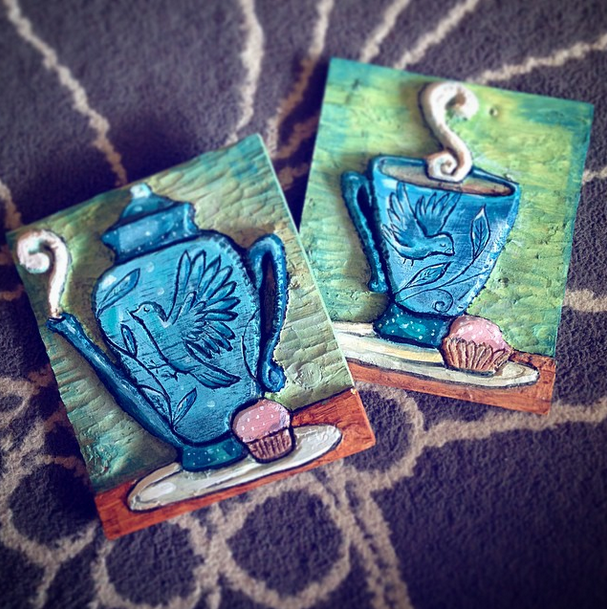 Bluebirds and Cupcakes - 6x7" - SOLD