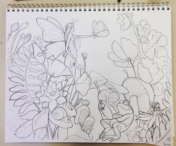 Fairy - Sketch for coloring book for grown-ups