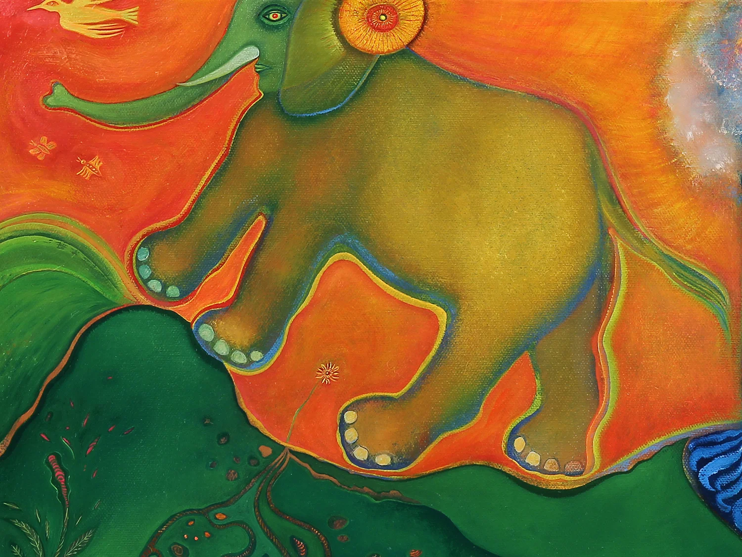a detail from Anne's painting Elephant Crossing
