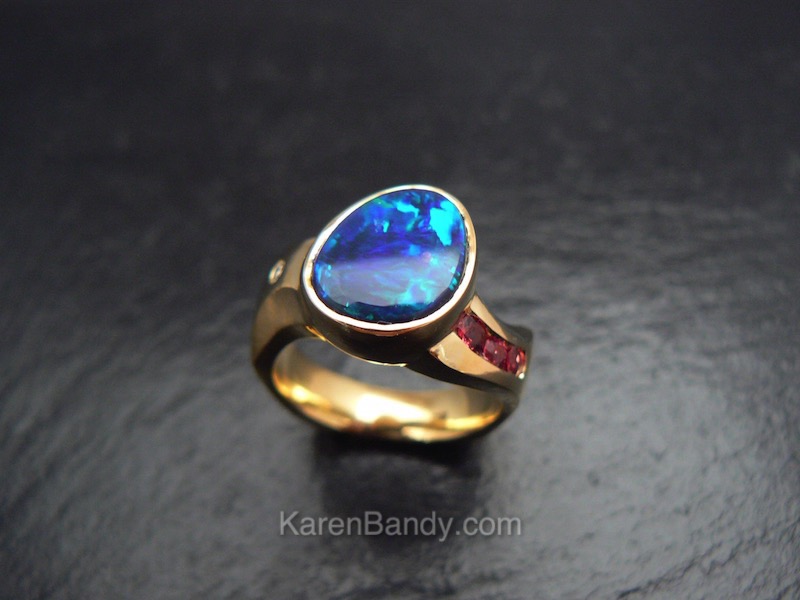 Australian black opal ring.
