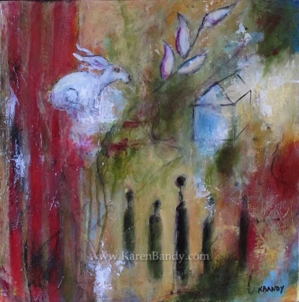 "The Emergence of Scientific Truth" 16x16 Acrylic on canvas copyright 2016 Karen Bandy