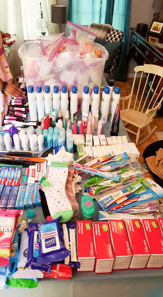 Donations collected by our lovely hostess Mrs. Tracy for United Way Shoebox Project