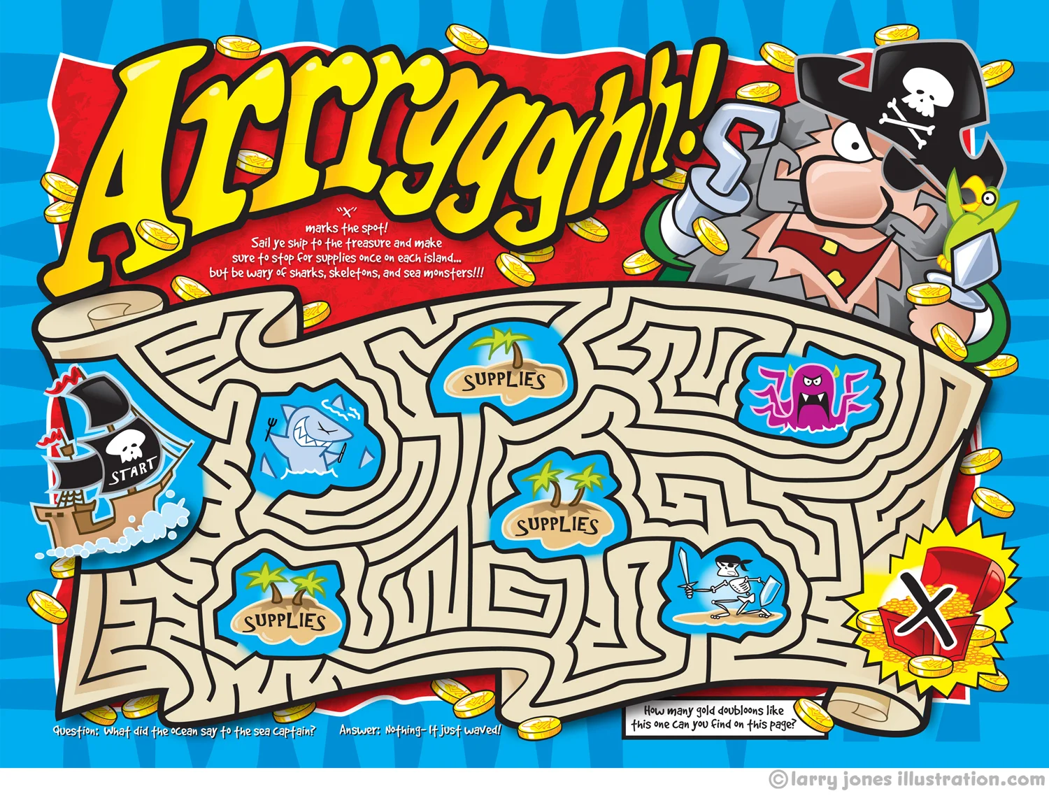 Children's Pirate Maze Illustration