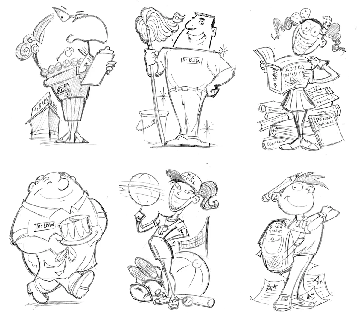 Sketches of some of my favorite old acquaintances from school.