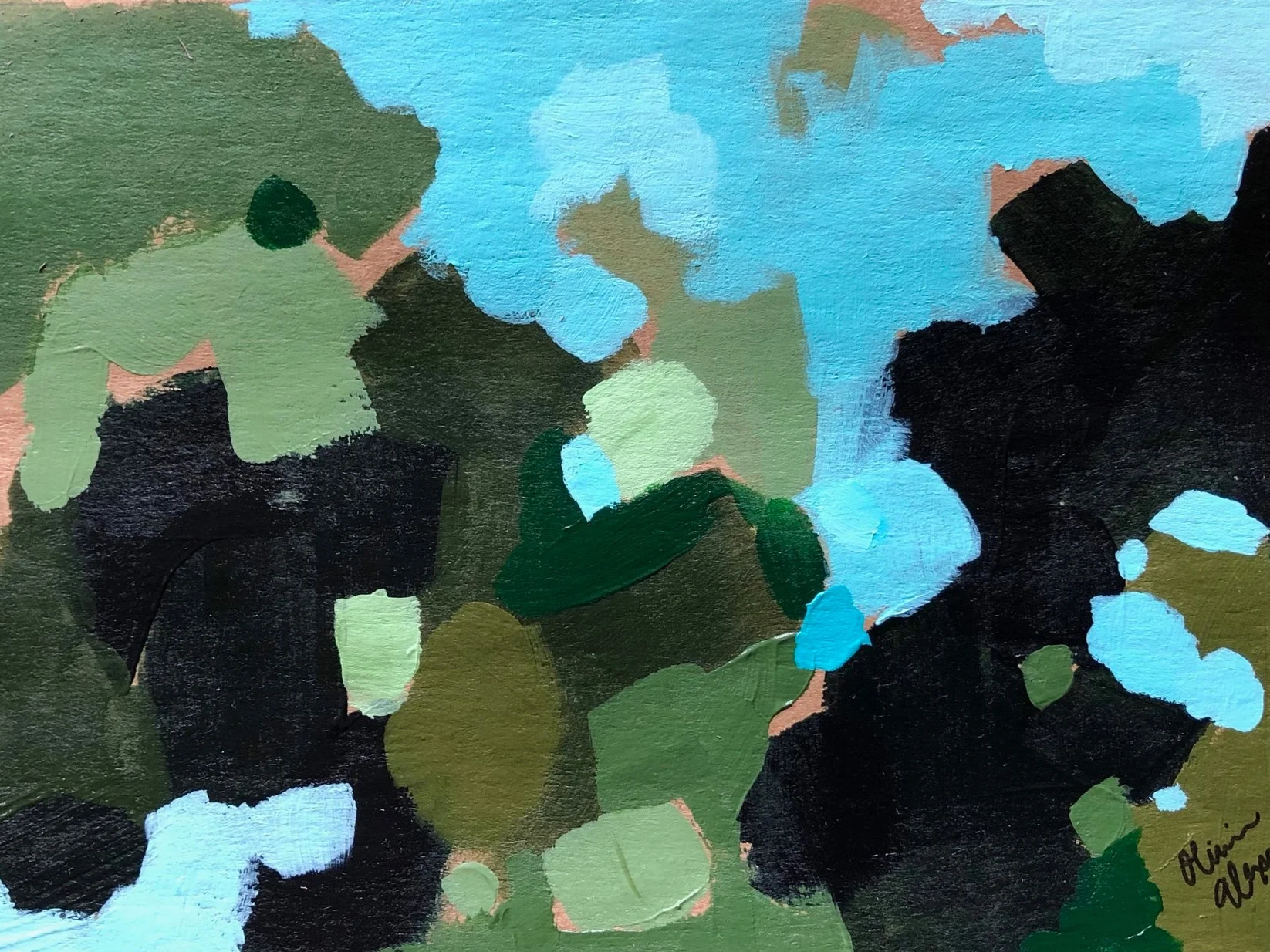 Sap green paper painting