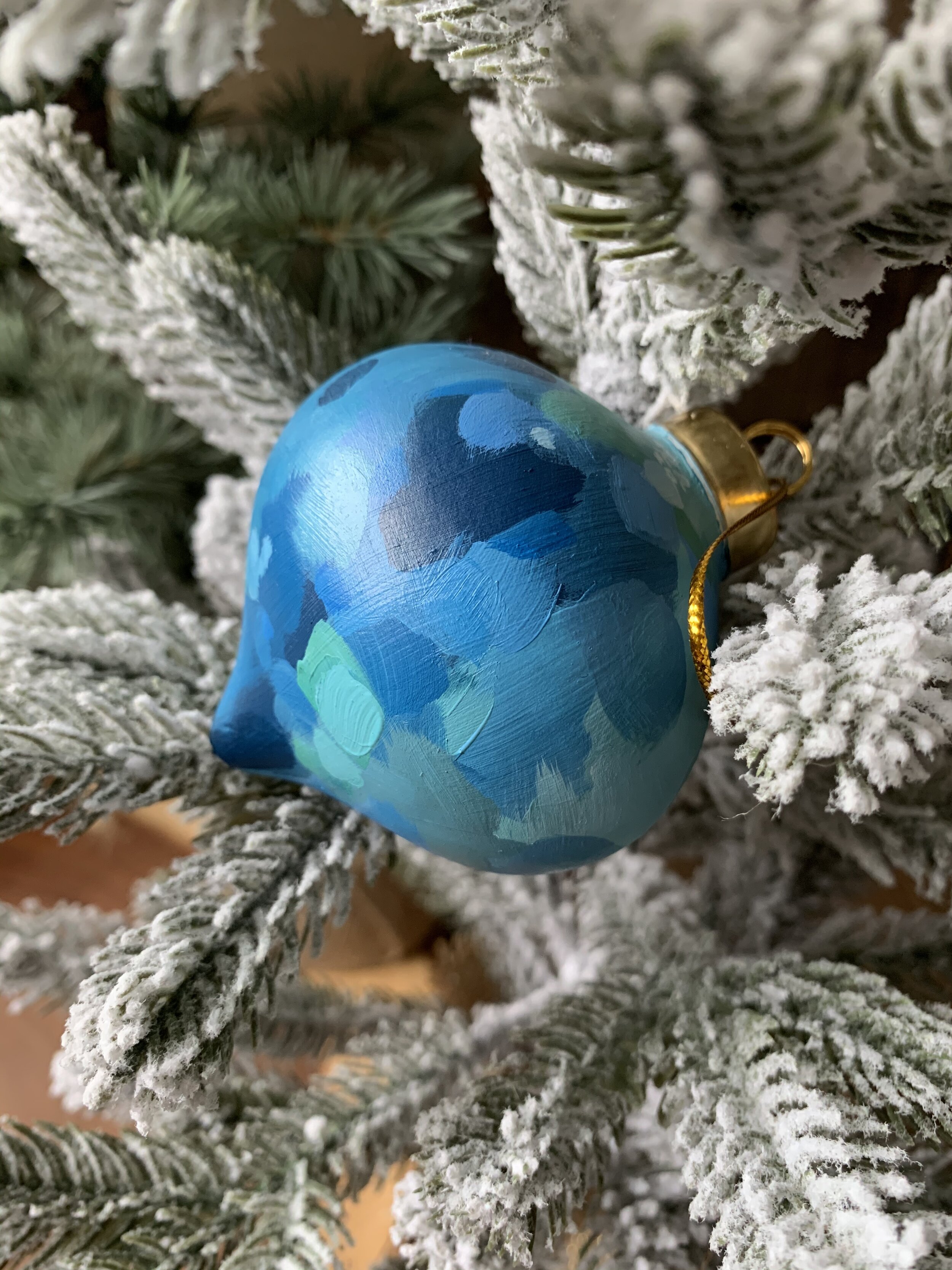 Ceramic Ornament - Bulb - Blues
