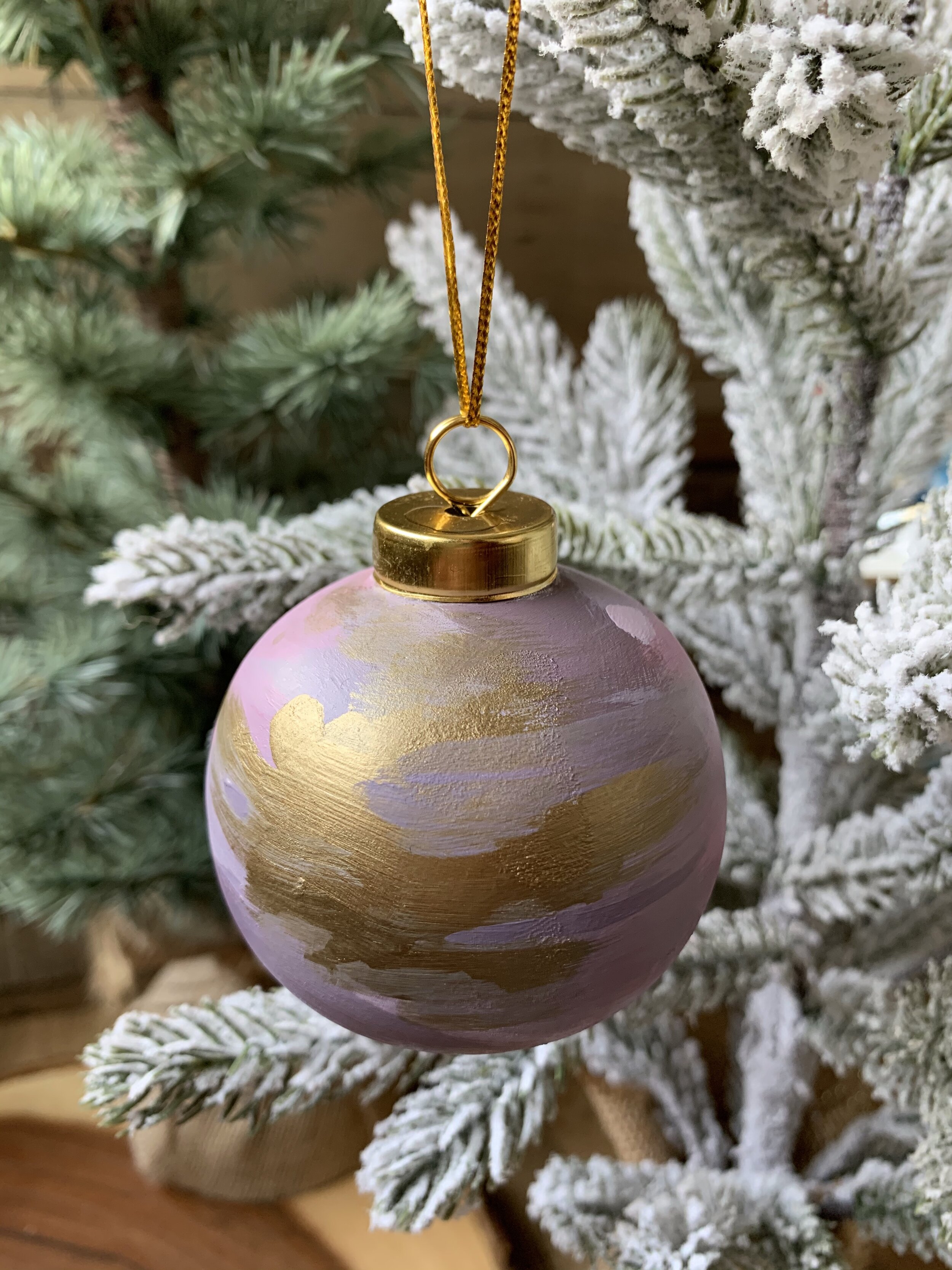 Ceramic Ornament - Sphere - Mauve, Lavender, and Gold