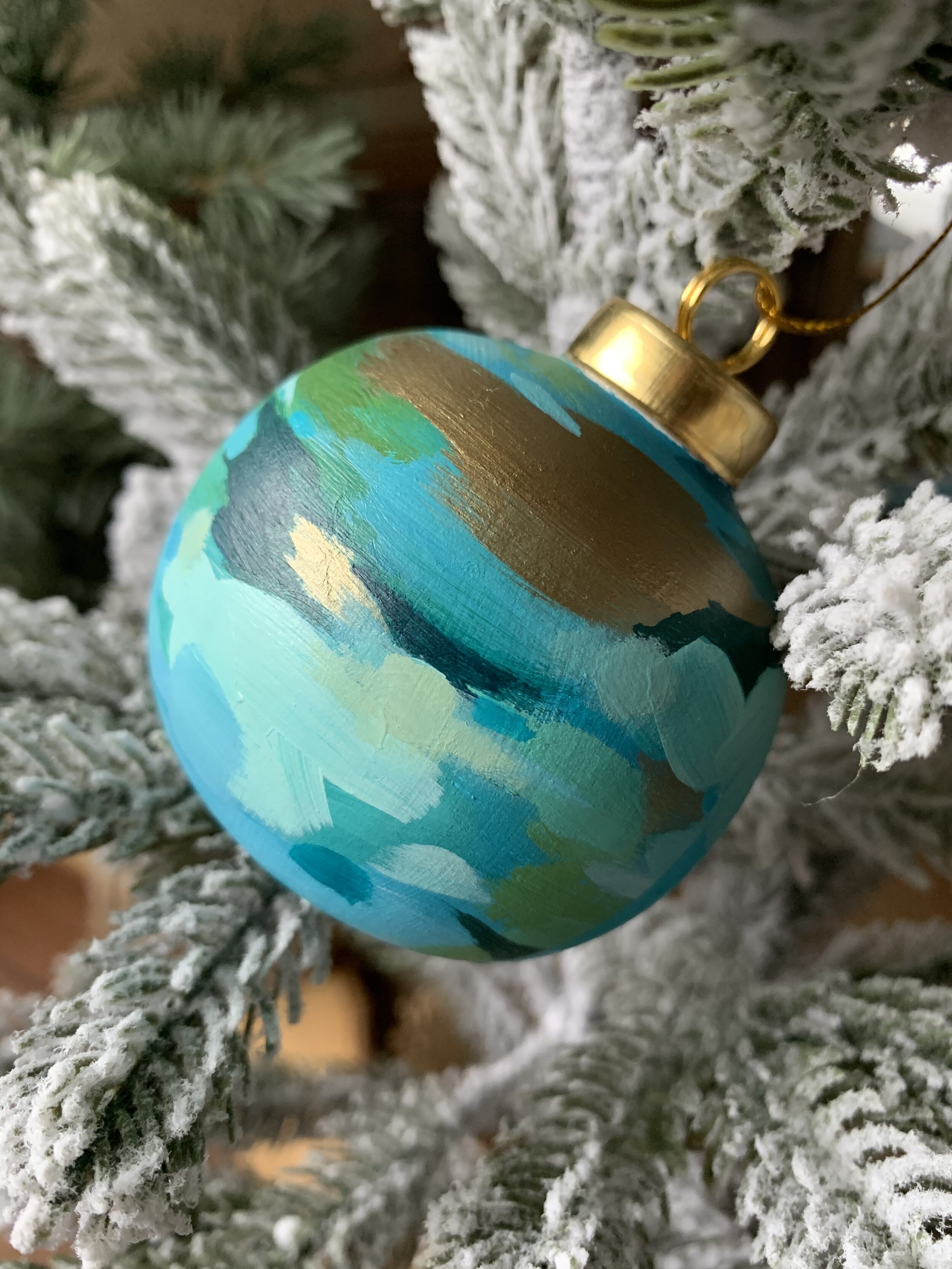Ceramic Ornament - Bulb - Burgundy, Greens, and Gold 