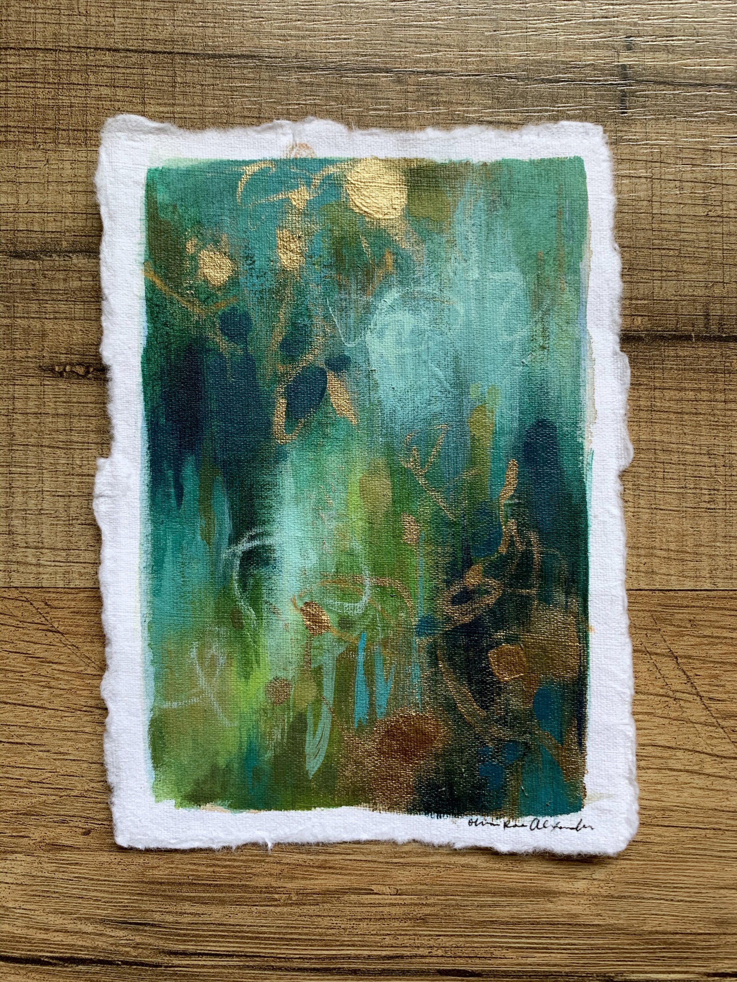 Turquoise and Gold Rainy Abstract