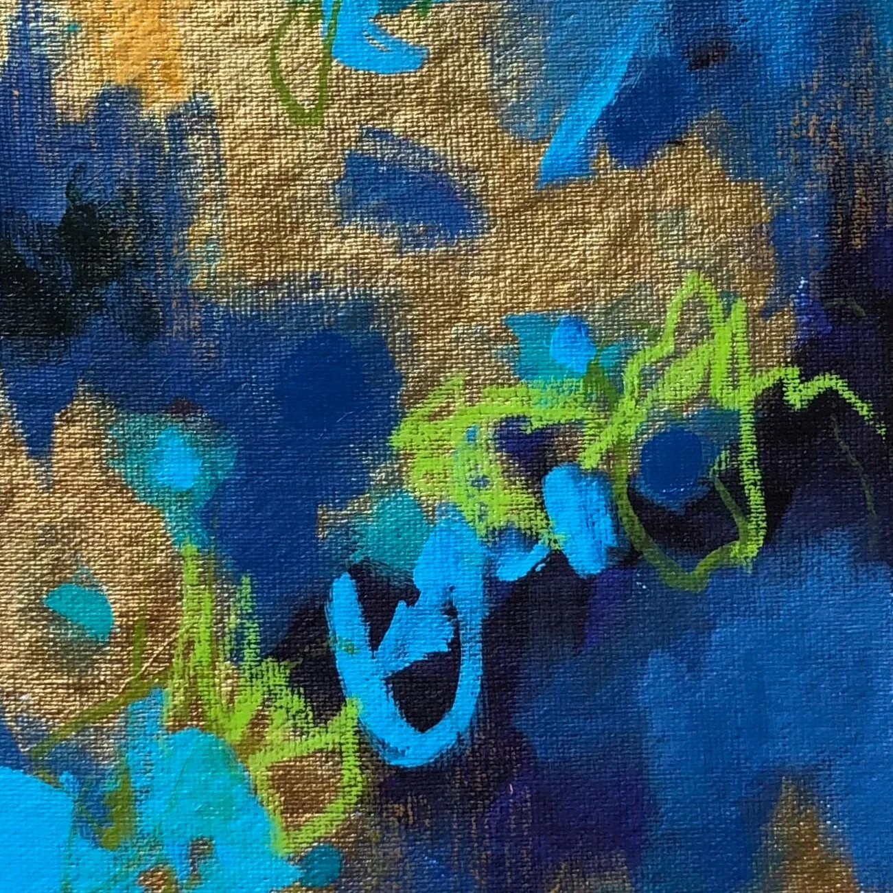 Blue Green Gold Sea Sketch