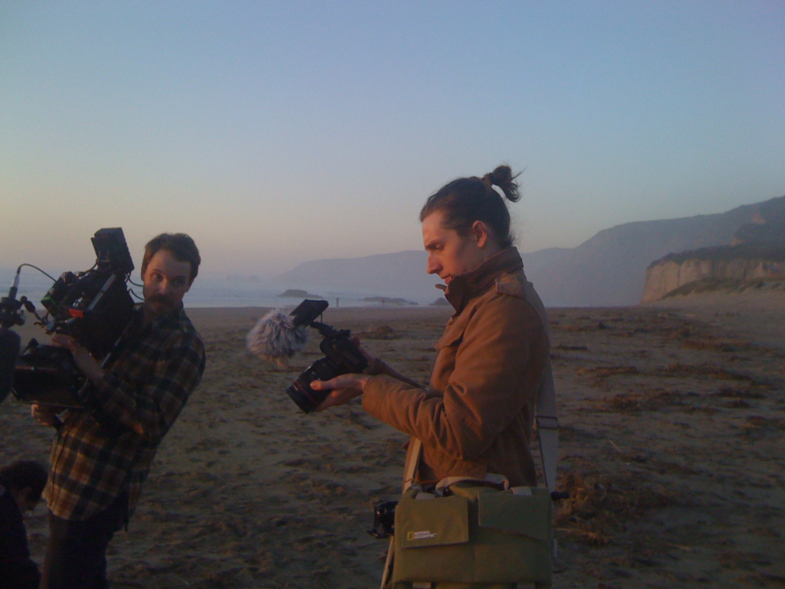 Vern Moen and John Raines shooting our art couple on Kehoe Beach near San Francisco, CA.