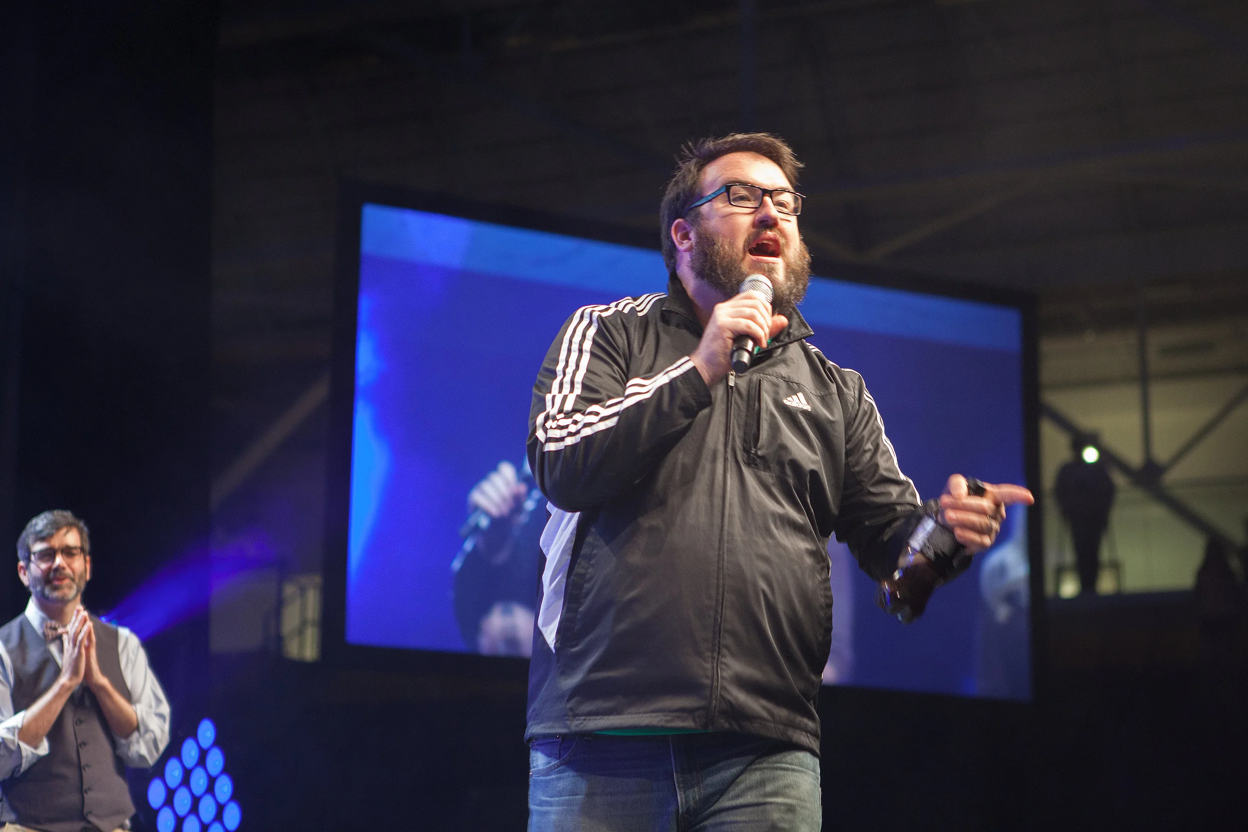 The ending comments of a Steubenville Youth Conference, Coke Zero in hand.