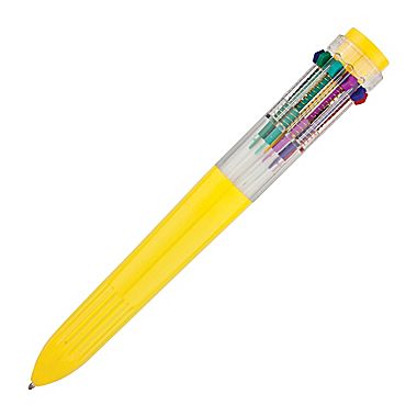 A multi-color retractable pen- typically low rated (and difficult to use).