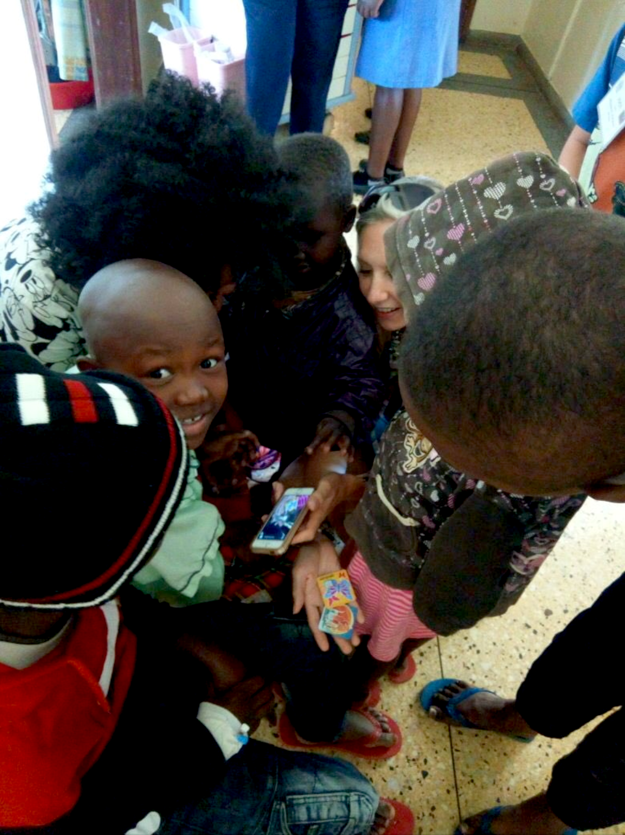 Morgan introducing SpellBound to patients for the first time. Photo provided by Morgan Livingstone.