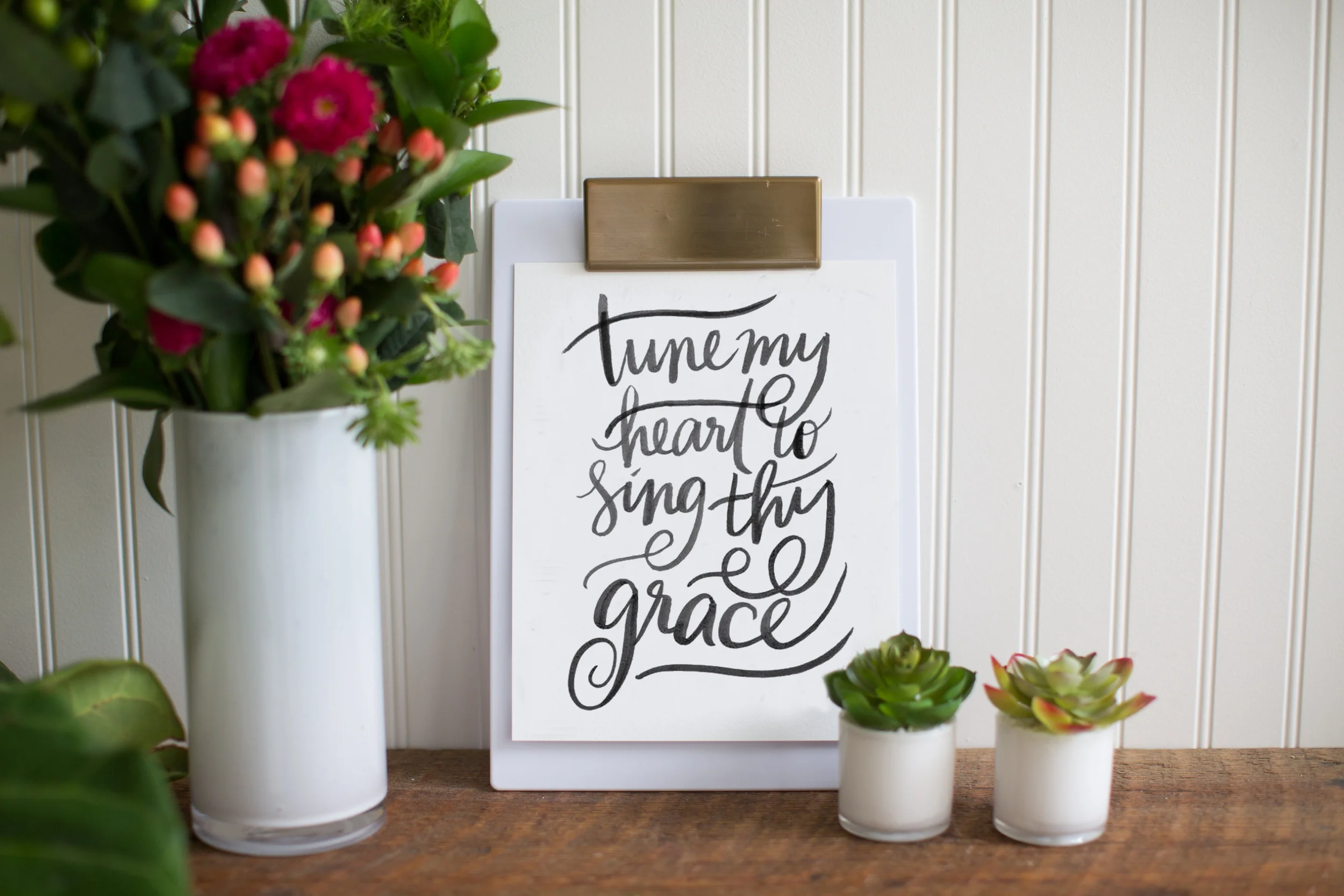 "Sing Thy Grace" 8x10 art print hand lettered by Jenny Highsmith.