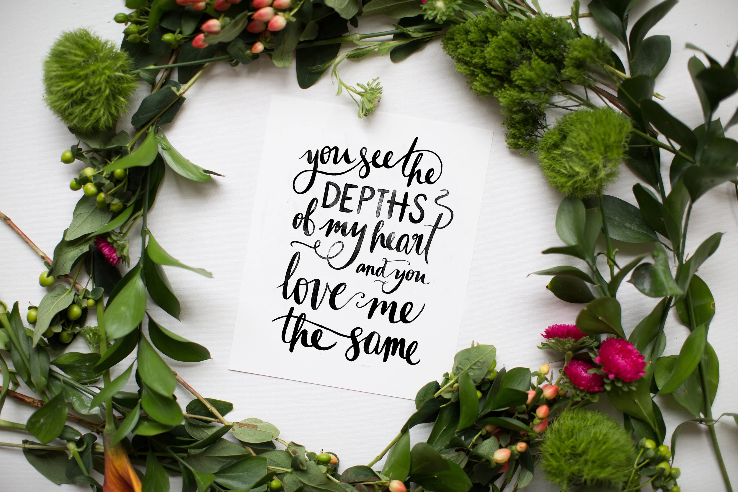 "Depths of My Heart" 8x10 art print hand lettered by Jenny Highsmith.