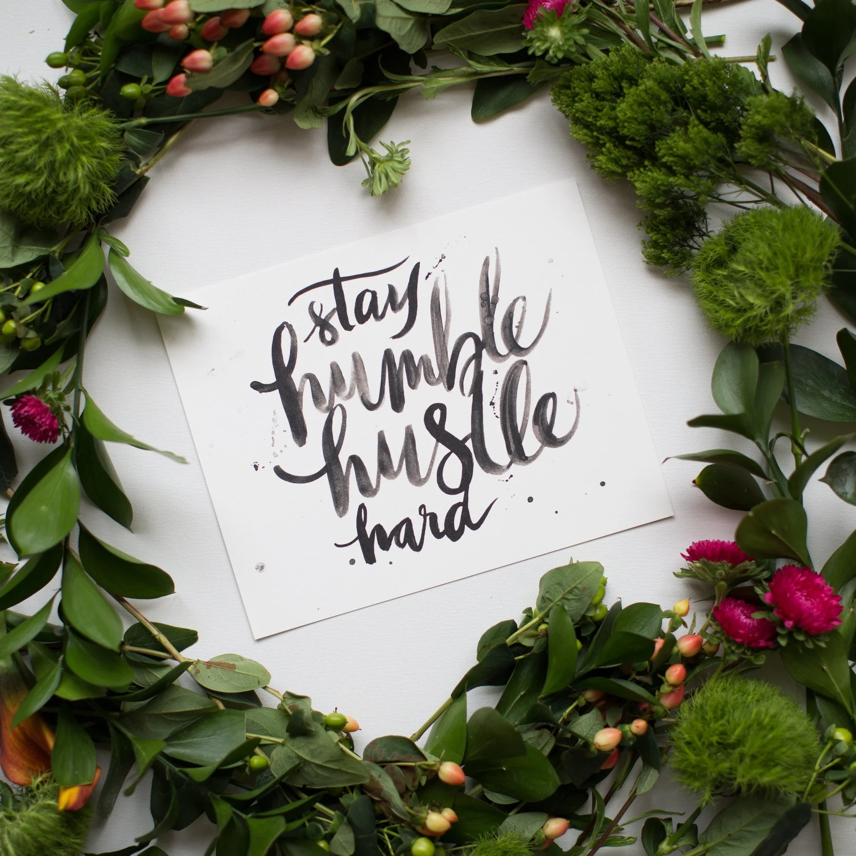 "Stay Humble, Hustle Hard" 8x10 art print hand lettered by Jenny Highsmith.