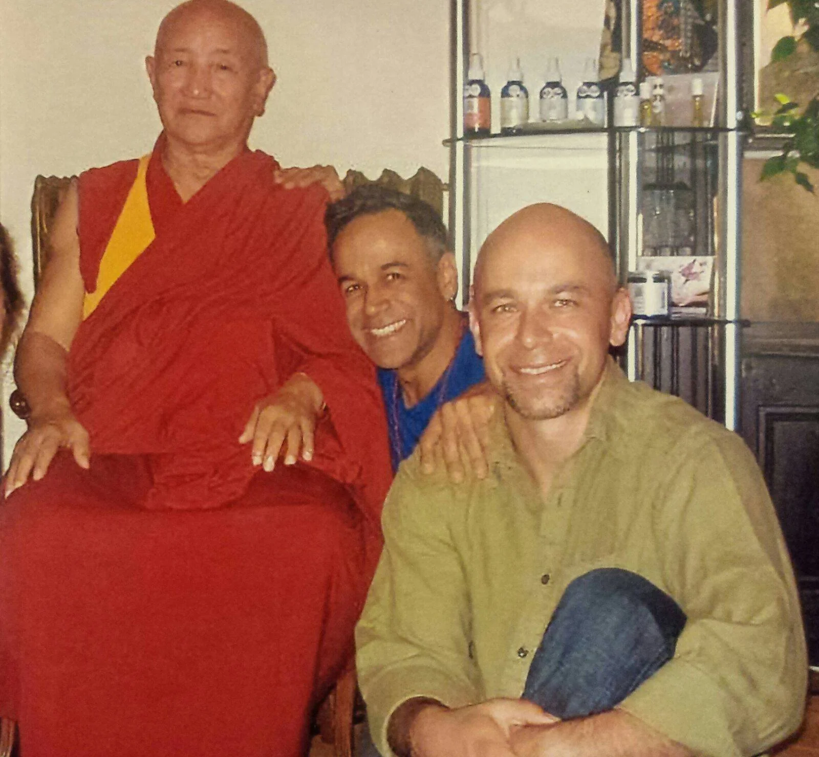 Lama Gyumed Khensur Rinpoche Lobsang Jampa with Vivekan (center) and Bodhisattva Yoga-trained teacher Bill, 2012
