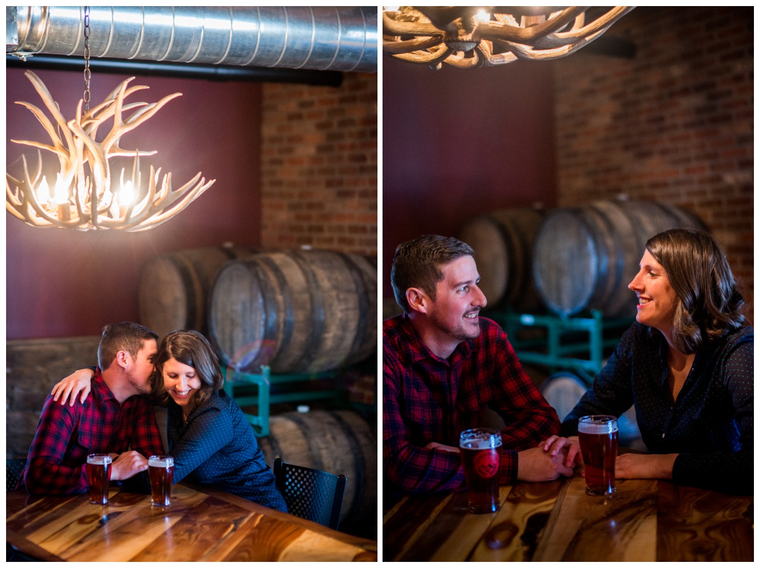 engagement photos inside brewery