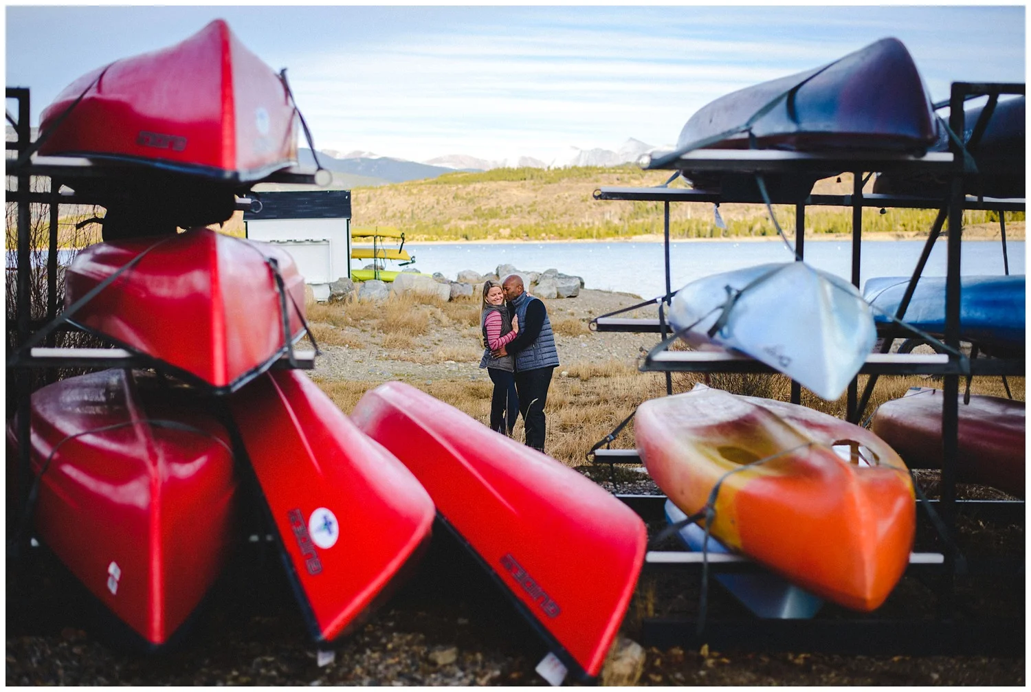 Lake Dillon canoes engagement photo