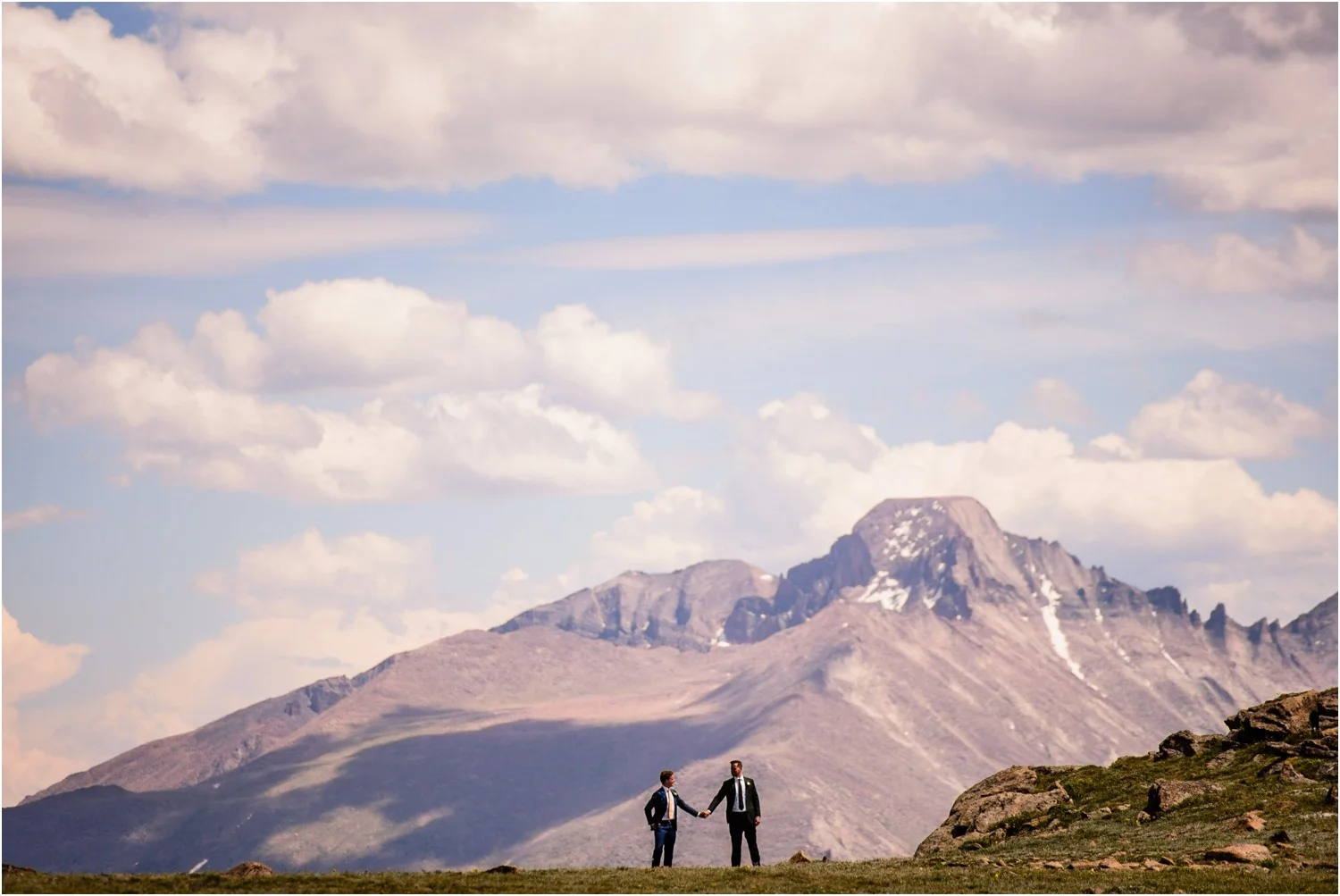 wedding photo with Longs Peak