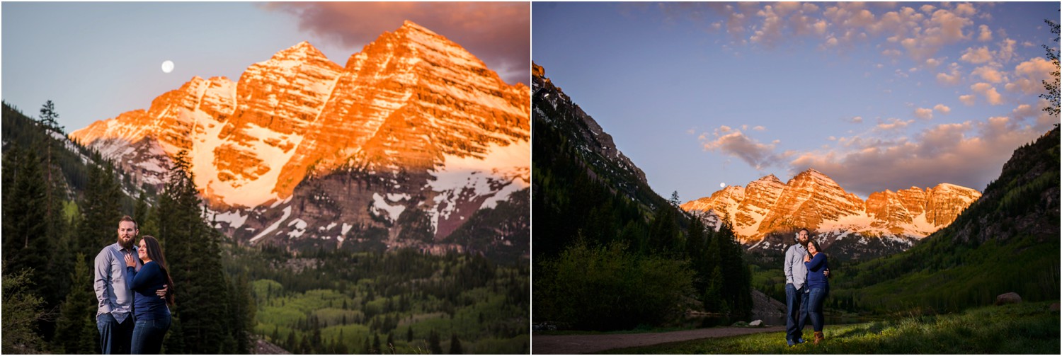 Alpenglow on Maroon Bells at Sunrise