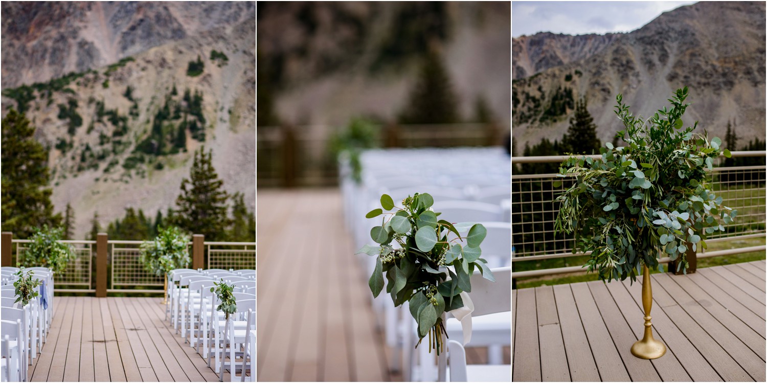 Aspen leaf Ceremony decor at Black mountain lodge