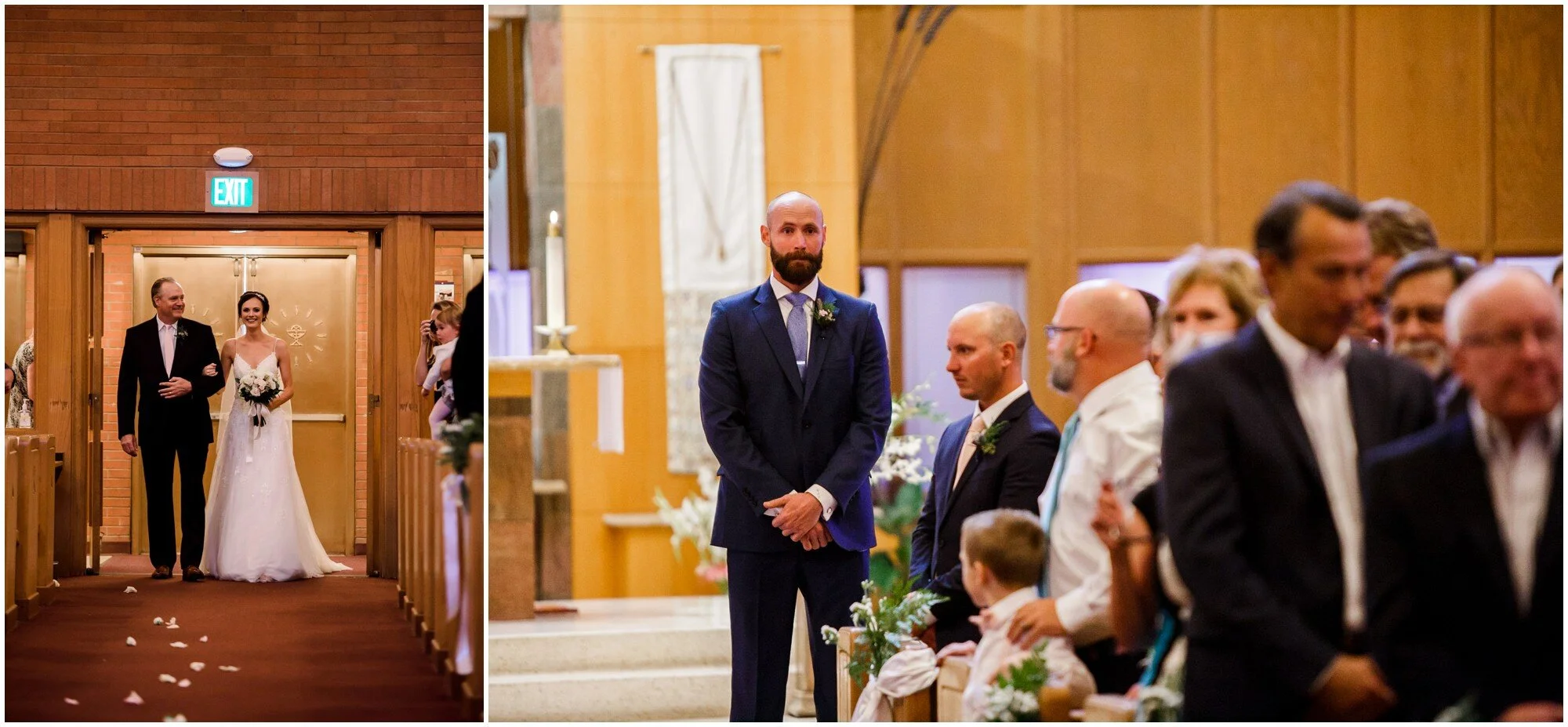 Groom watches his stunning bride walk down the aisle