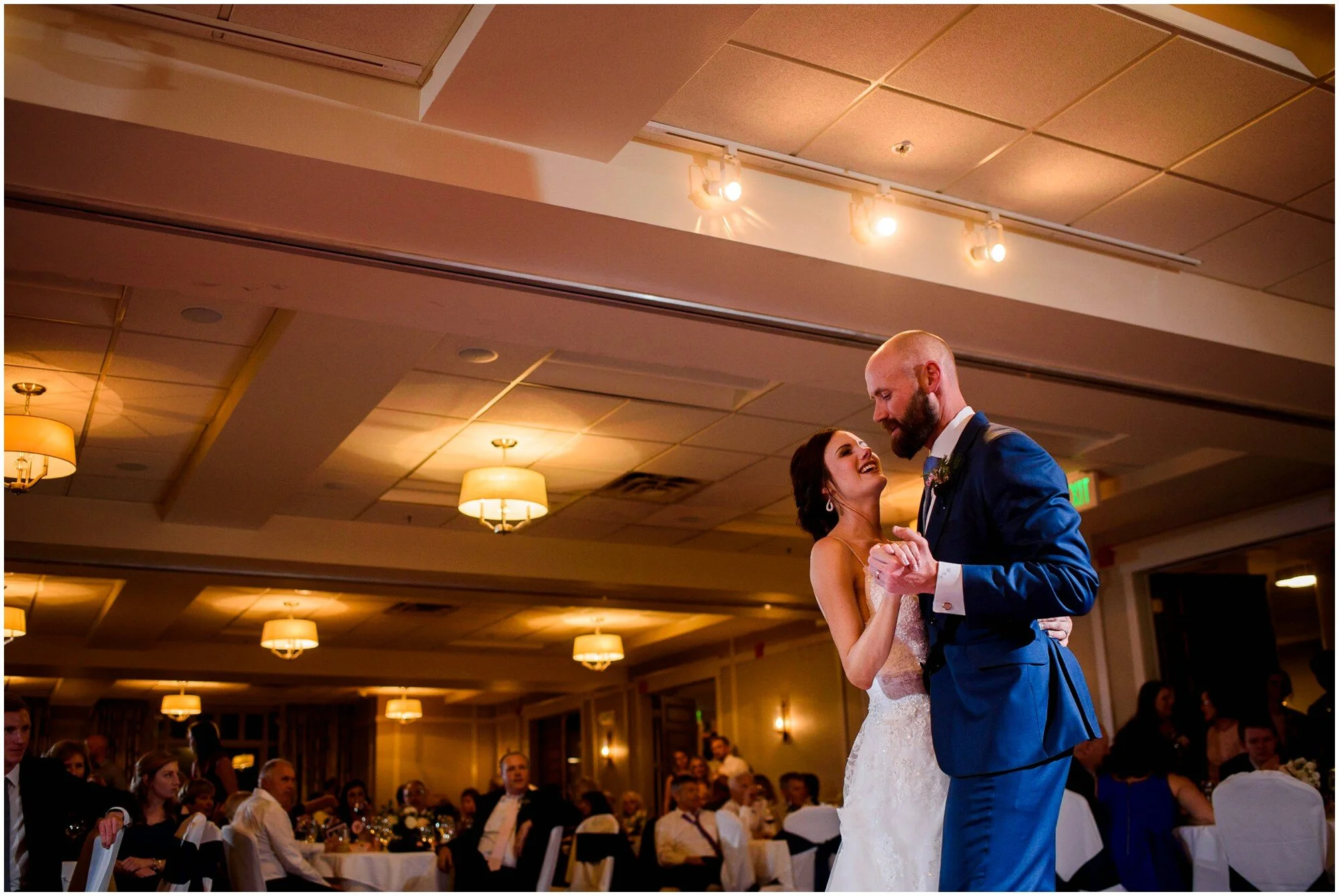 Bride and groom take their first dance at Hotel Boulderado in Boulder, Colorado
