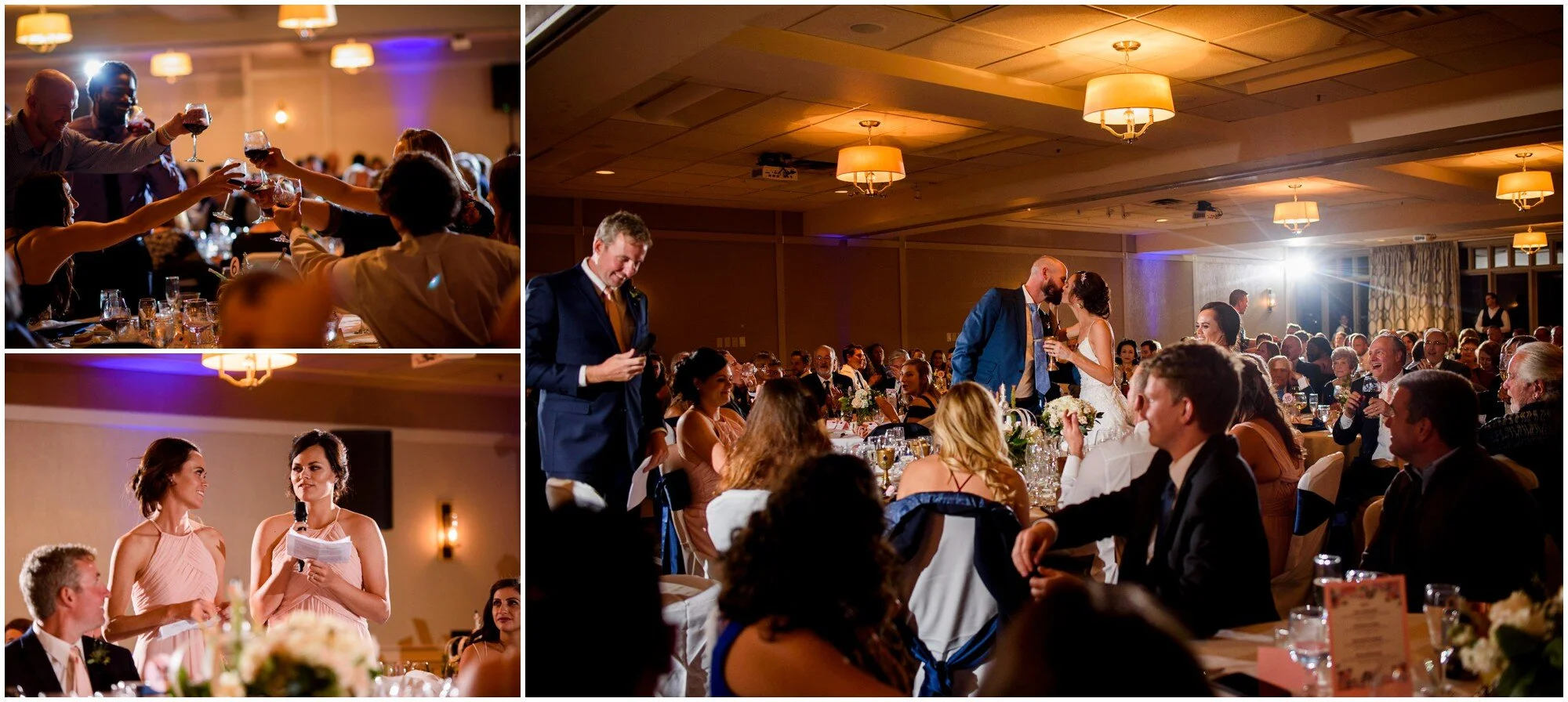 Bridesmaids and best man make a wedding toast to the bride and groom at the Hotel Boulderado