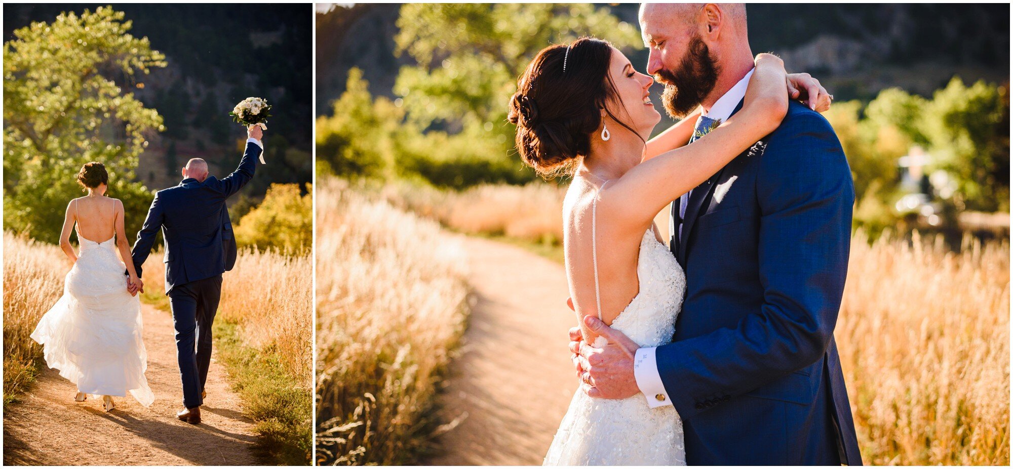 sunset wedding couple photos Chatauqua Park Boulder Colorado