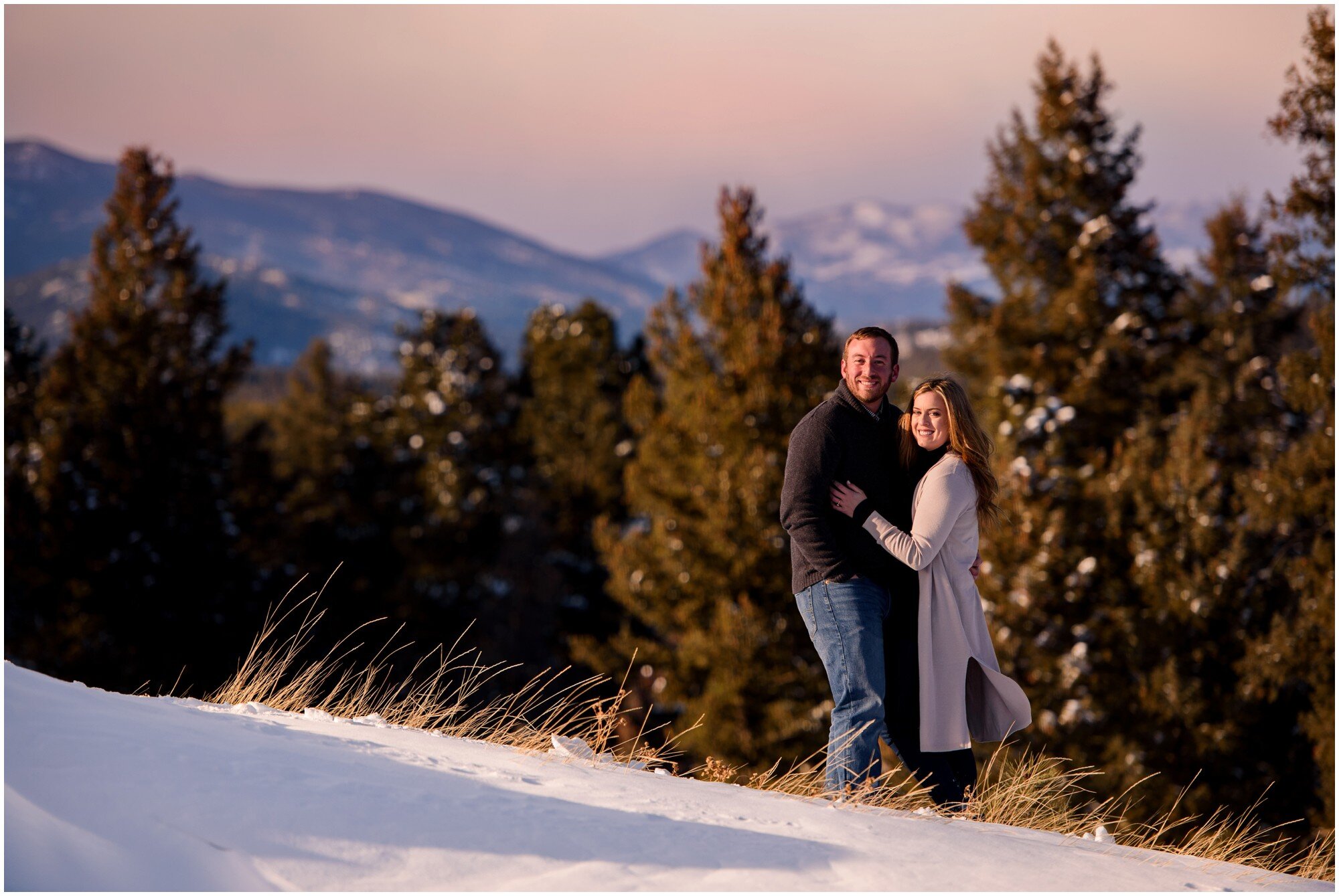 Colorado mountain sunset engagement