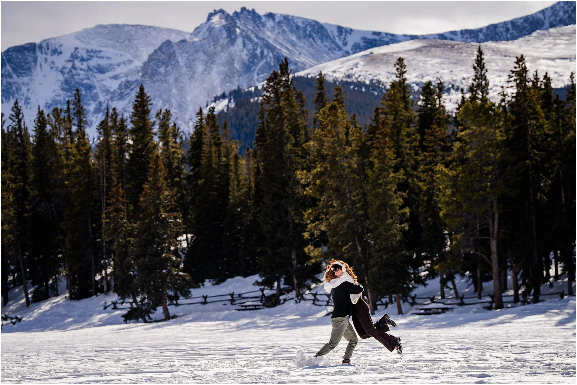 Echo Lake colorado Engagement Photo in Winter