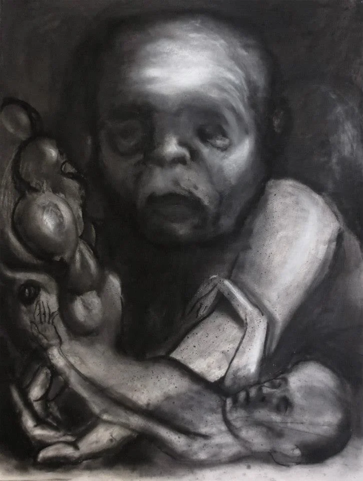 "Birth" - charcoal, 75 x 56cm. 2012.