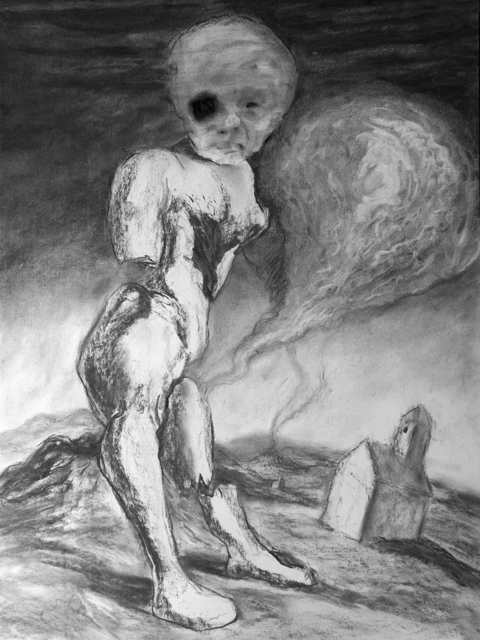Homo Sacer: immanent. Charcoal on paper. 76 x 57 cm. 2015