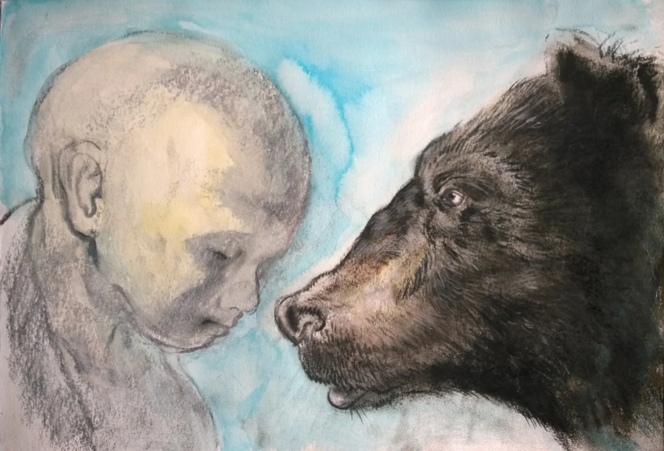 'Due Deference' - ink, charcoal and chalk. A3