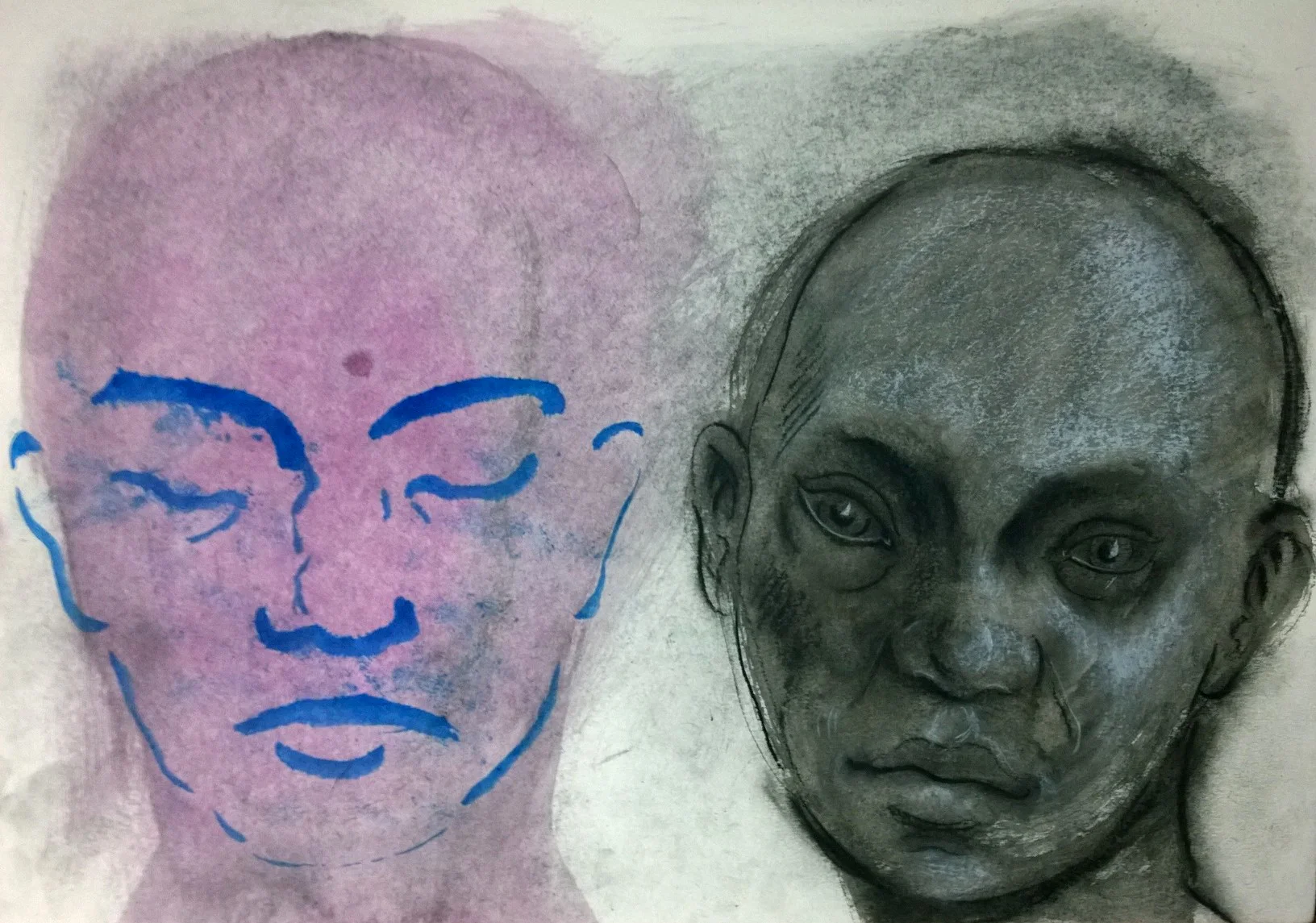 'Two' - Ink, charcoal and chalk. A3