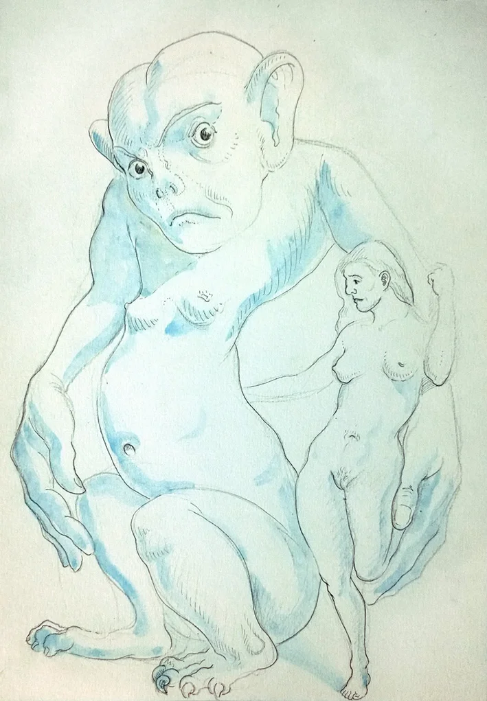 'Monster' pencil and ink. 29 x 21 cm