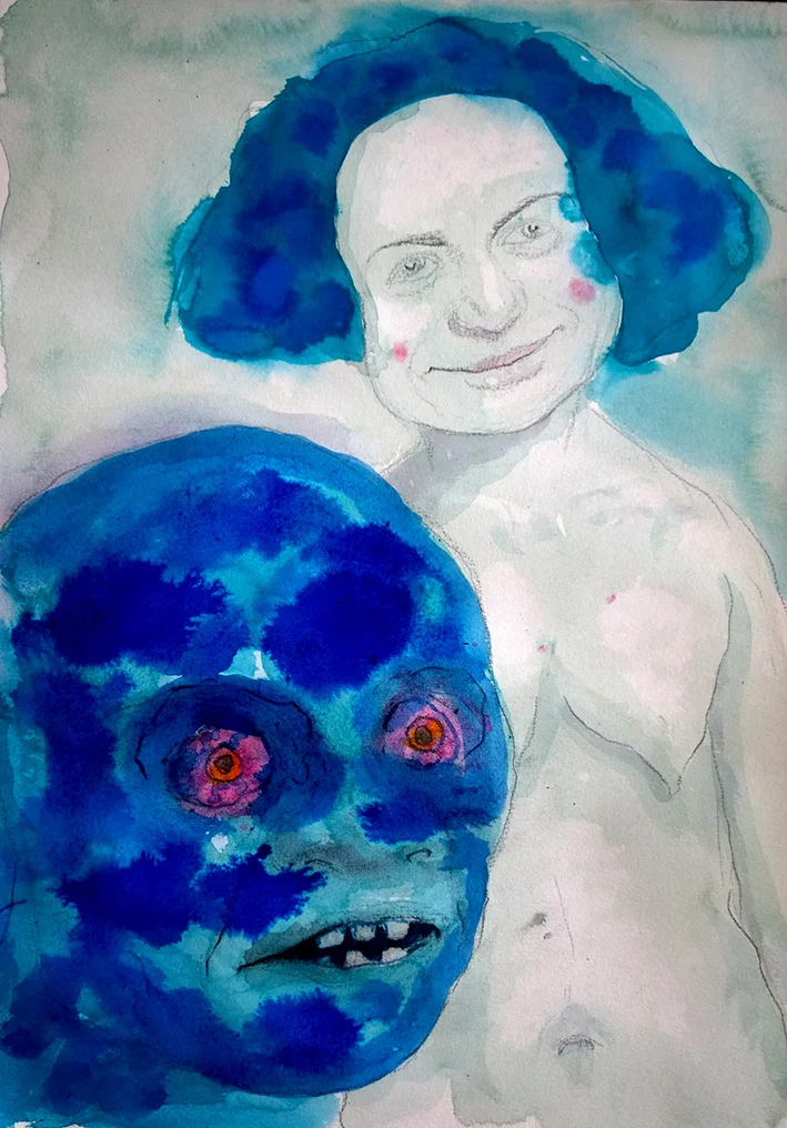 "Blue Fright" - ink and pencil, A2. 2017.