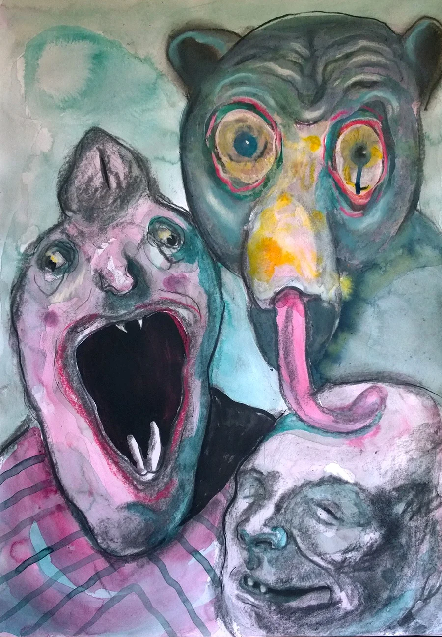 "Goons" - ink and charcoal, A2. 2015.