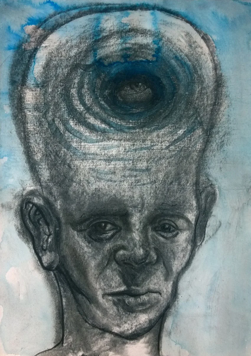 "Deep Pool" - charcoal and ink, A2. 2017.
