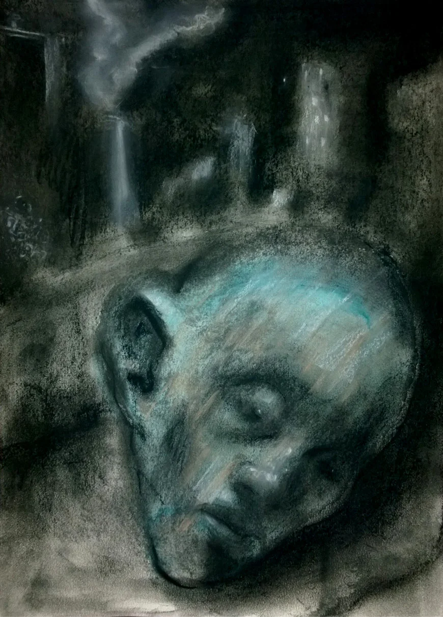 "Eco-grief" - charcoal, ink and chalk, A3. 2017.