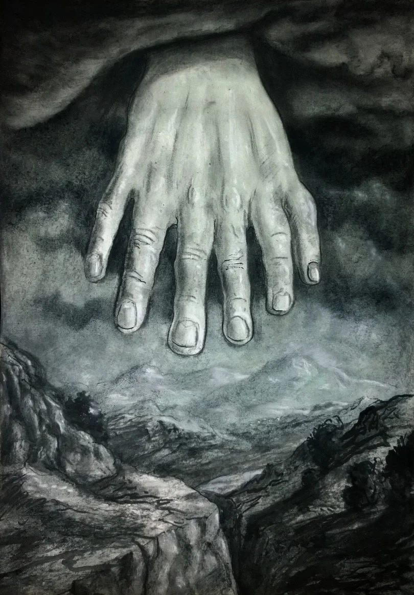 "Hand" - charcoal and ink. A2. 2017.