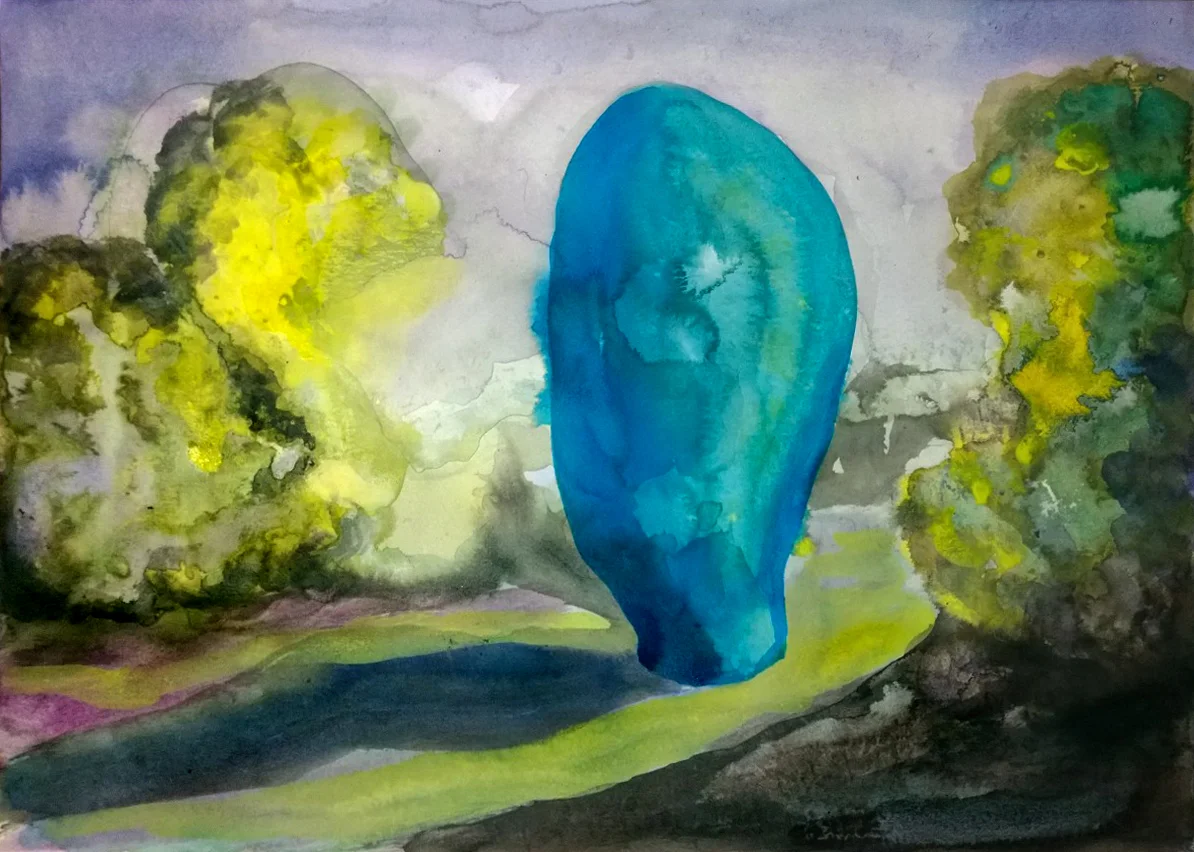 "Blue in the violet hour" - ink, A2. 2017.